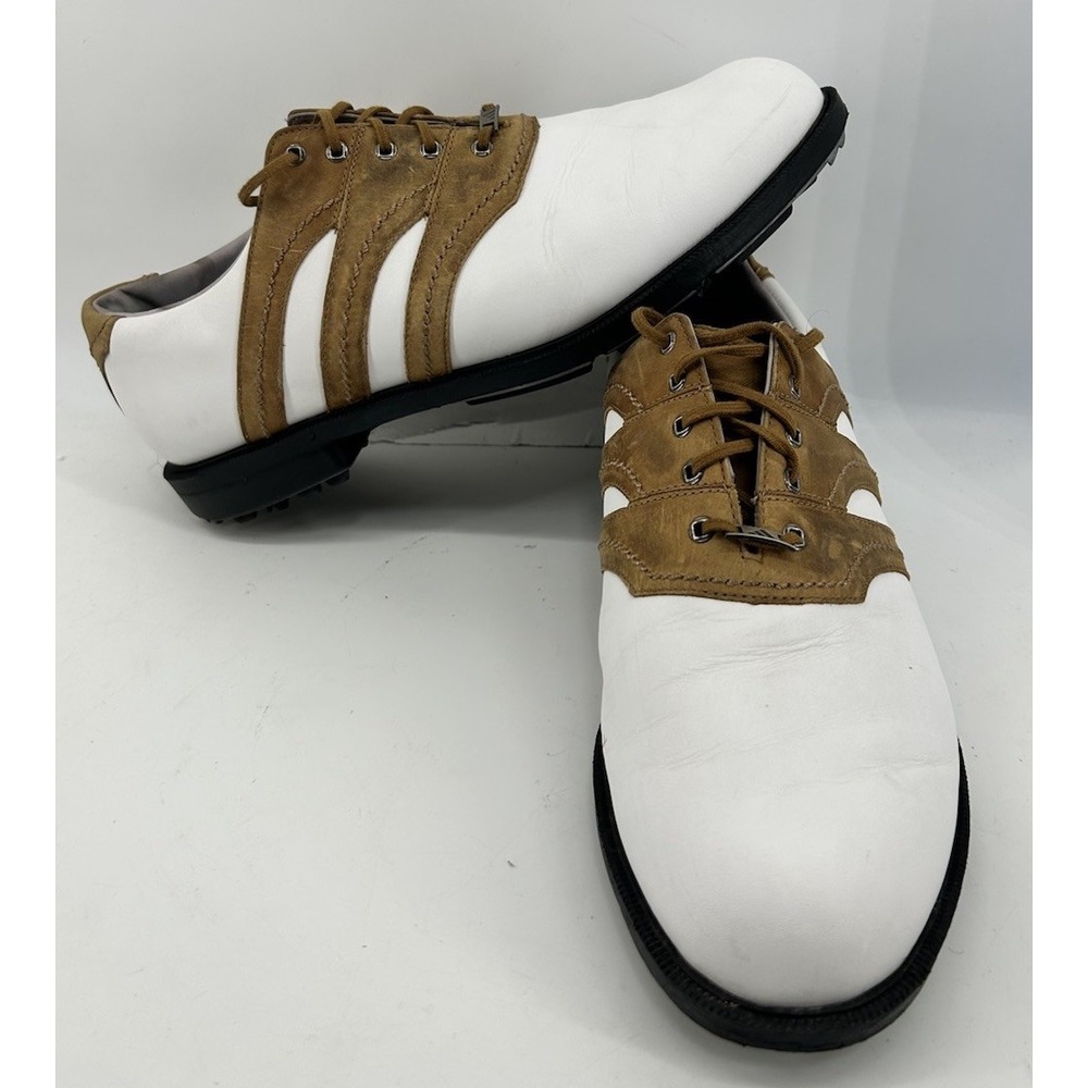 Adidas AdiPrene Ztaxion Tour Golf Shoes White And Tan Men's Size 10.5